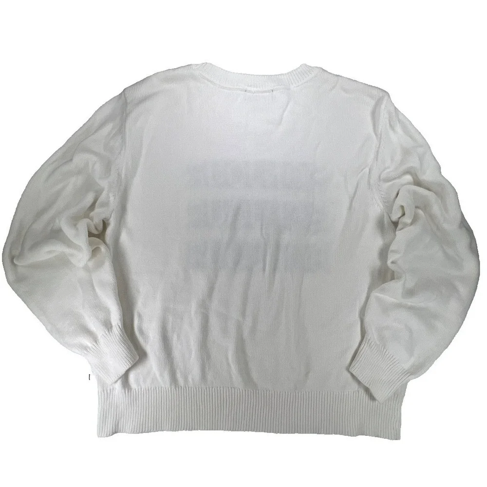 Karl Lagerfeld Sweater Paris Womens Large White Bonjour Black Lettering Classic